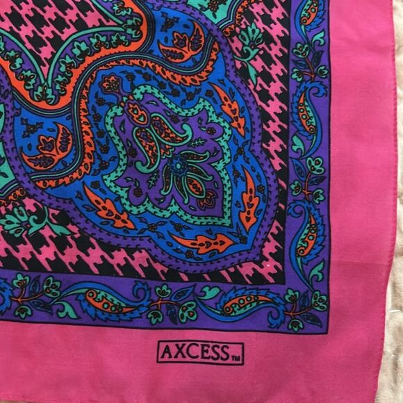 Axcess Pink and Blue Paisley Scarf - Picture 5 of 9